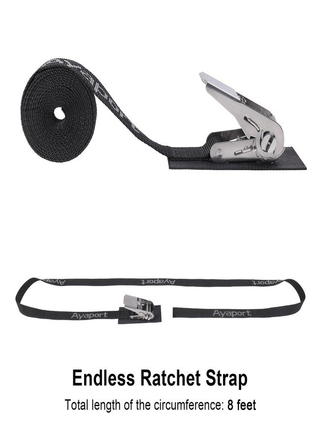 Ayaport Stainless Steel Ratchet Tie Down Straps Endless 8' Heavy Duty Boat Tie Downs Boat Accessories Pack of 2 - Image 4